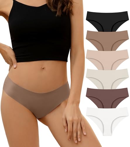 Image of DEANGELMON Seamless Underwear for Women No Show Bikini Panties Comfortable Stretch Invisible Ladies Hipster Briefs