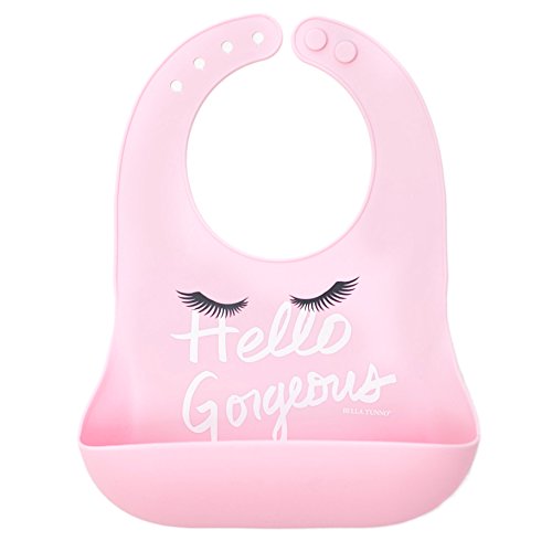 Bella Tunno Wonder Bib - Adjustable Silicone Baby Bibs for Girls, Durable and Waterproof BPA Free Silicone, Hello Gorgeous, one size (Pack of 1)