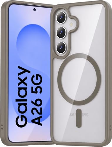 Image of ArmourPro MagSafe Compatible Case for Samsung Galaxy A26, Magnetic Wireless Charging Back Cover with Clear Back, Flexible TPU Bumper, Camera Protection | Natural Titanium