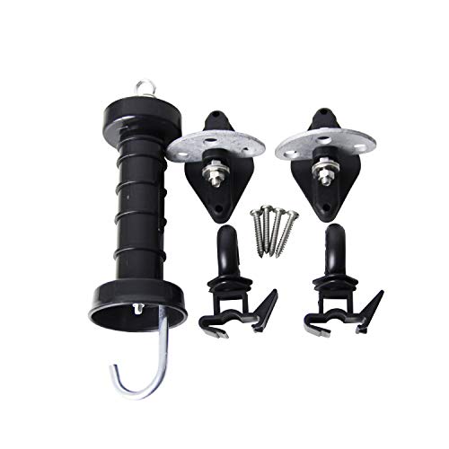 Farmerry Practical Electric Fence Gate Handle with Anchor and Insulator, Black