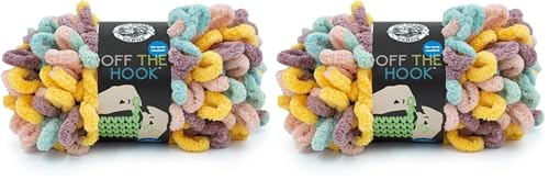 Image of Lion Brand Off The Hook Yarn - Bulky No-Needle Craft Yarn for Crocheting & Knitting, 2-Pack Jelly Beans
