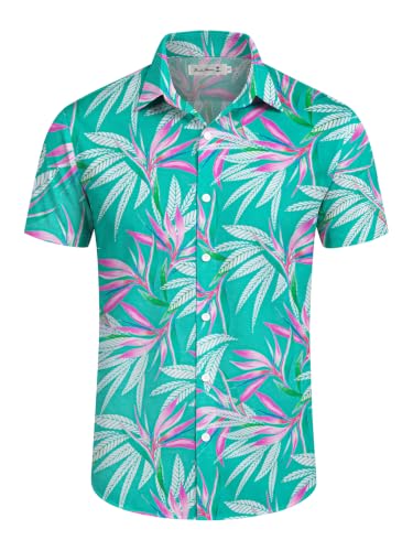 Image of Yoimira Hawaiian Shirts for Men, Print Mens Casual Short Sleeve Button Down Shirts Floral Aloha Beach Shirt