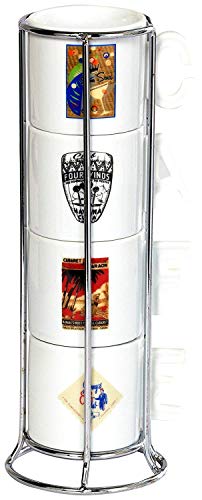 IMUSA USA A120-22206 Cuban Themed Cabaret Espresso Sets with Rack, White