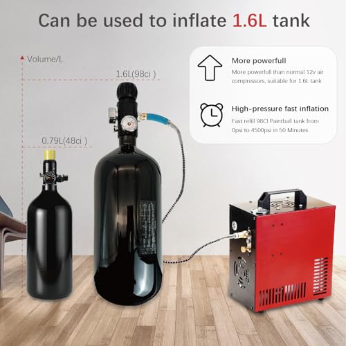 Orcair Thunder 4500psi PCP Air Compressor,Built-in Converter,12V&110V Auto Shut Off Pump Supply Water Oil Free For Scuba Paintball PCP Air gun Tank Refilling Up to 1.6L Low Noise - Thumbnail 2