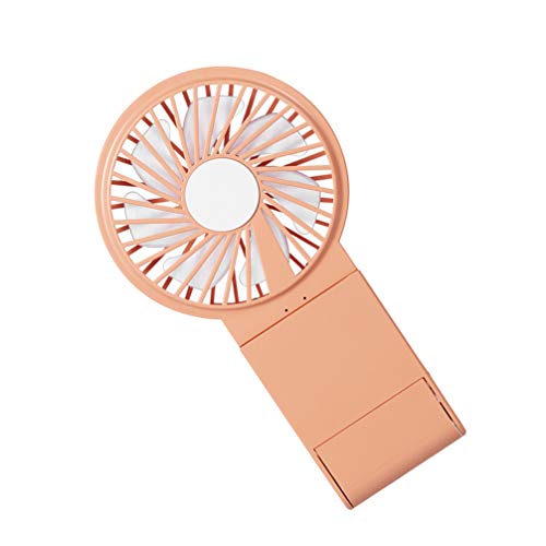 Mini-Handventilator USB-Desktop-Ventilator Falttaschenventilator mit Schminkspiegel für Den Täglichen Gebrauch im Büro im Freien (Orange)