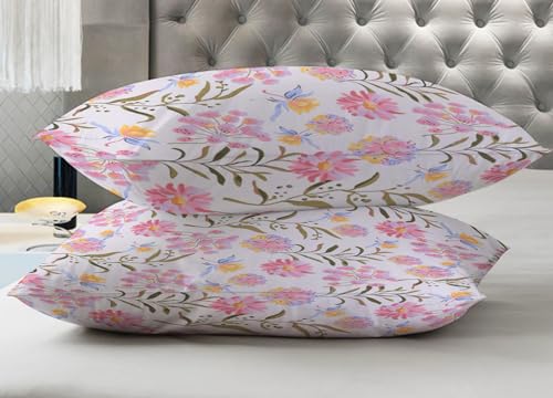 Image of RD TREND Glace Cotton Assorted Pillow Cover Set of 4 (8 Pcs) - Premium 210 TC, Standard Size 18 inchx28 inch | Soft & Breathable Floral Printed Design for Bedroom |Multi 2