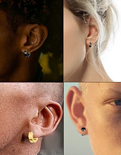 Ofeiyaa 15 Pairs Stainless Steel Cross Dangle Hinged Earrings Hoop Huggie Earrings Cz Stud Earrings Set For Men Women Ear Piercing Jewelry Silver Black Gold Tone (C:15Pairs（Double Rowcz）) #TOP2