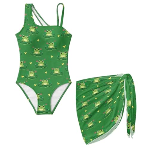 Xnshcedy Frog Bathing Suits for Girls Swimsuits Active Swimwear Quick Dry Beach Outfits for Girls Swimsuit with Padding Cover Up Fashion Swimwear Sunbathing Summer