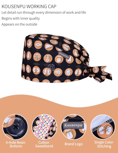 Image of Kousenpu Scrub Caps for Men, Adjustable Surgical Cap, Breathable Medical Hat for Doctors, Nurses & Healthcare Professionals