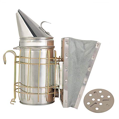 Zidao Beehive smoking Beekeeping Tool Galvanized iron multifunction honey equipment with heat shield for Outdoors,Silver