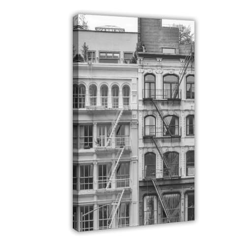 Toile Fire Escape noire et blanche pour déco murale chambre moderne
