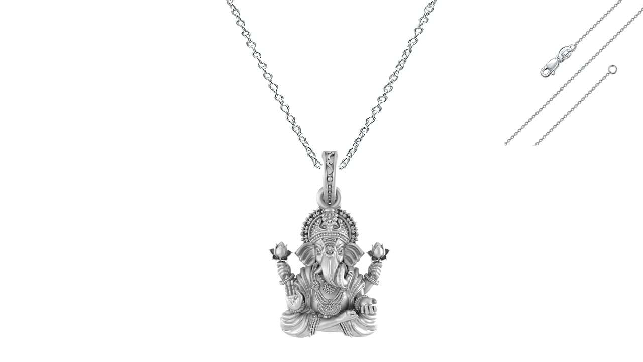 akshat sapphire Sterling Silver (92.5% purity) God Ganesha Chain Pendant (Pendant with Anchor/Cable Chain- 22 inches) for Men & Women Pure Silver Lord Ganapathy Chain Locket for Good Health & Wealth-picture-26