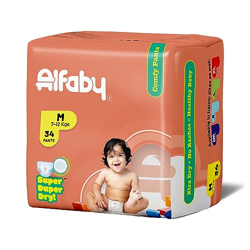 Image of Alfaby Baby Diapers | Medium Size (74 Pieces) | 12 hrs protection | Long Lasting Dryness | Leak Proof | Uninterrupted Sleep - M 50