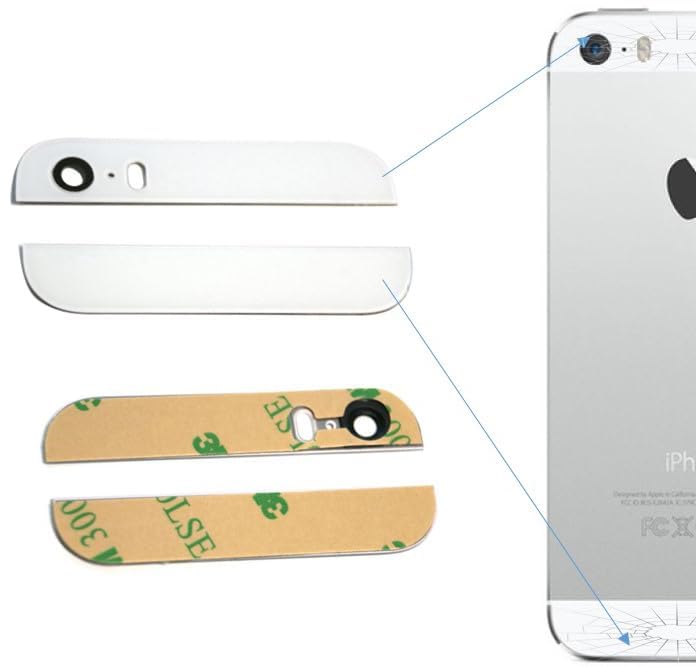 Kit Verre de Rechange iPhone 5S Blanc Finition Verre Arrière Premium Ajustement Parfait