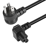 GELRHONR 4.9Ft 90 Degrees 3 Prong AC to IEC320 C5 Power Cord,18AWG 100V~250V Up Angle NEMA 5-15P to Down Angle 3-Slot Mickey Mouse Universal Power Cable for Notebook Computers, TV, Monitors
