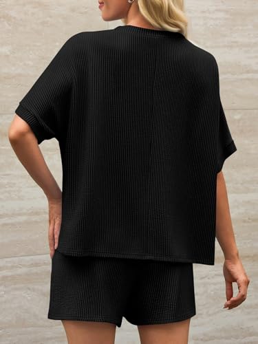 Image of Imily Bela Womens 2 Piece Outfits 2025 Oversized Summer Short Sets Casual Beach Ribbed Short Sleeve Matching Set