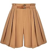 Belle Poque Women High Waisted Wide Leg Shorts Summer Beach Shorts with Pockets &amp; Belts