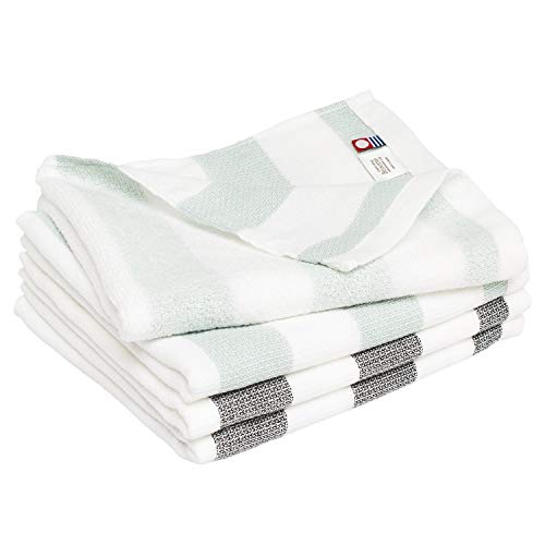 ブルーム 今治タオル 認定 ガーゼタオル フェイスタオル 4枚セット グルービー ボーダー キッチンタオル 速乾 部屋干し 日本製 綿100％ (グレー・ブラック)