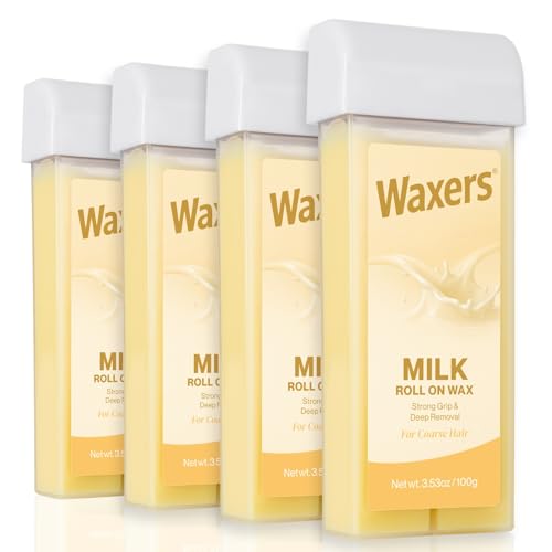 Roll on Hair Removal Wax Refill Cartridge for Women Men Milk Roller Waxing Depilatory for Legs Arms at Home 4 Pack