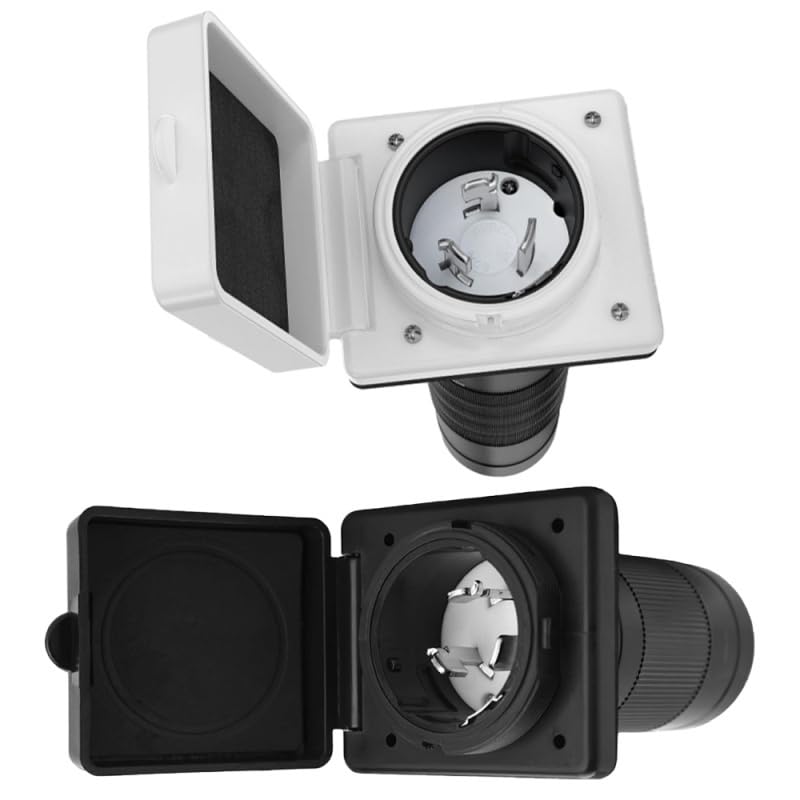 Applies to 50 Amp 125/250V Marine Power Inlet Male Socket Replace NEMA SS2-50P Enclosed Lockable Flanged Male Plug Inlet Box(White)