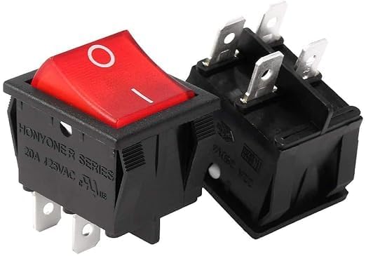 Image of Heavy-Duty AC 30A 250V 4 Pin Welding Machine Power Switch, Electric Heater Switch With Indicator Light On-Off Rectangle Rocker Switch DPDT Red Indicator Light 4 Pin big Rocker Switch (5, GREEN)
