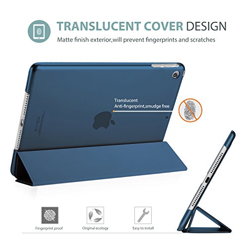 Procase Smart Case For Ipad Air 1St Edition, Ultra Slim Lightweight Stand Protective Case Shell With Translucent Frosted Back Cover For Apple Ipad Air 2013 Model (A1474 A1475 A1476) -Navy #TOP2