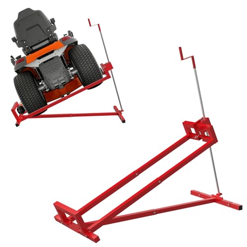 LARS360 Appareil de levage pour tracteur de pelouse, tondeuse à gazon, pour appareil de levage, tondeuse autoportée, capacité de charge maximale : 400 kg, inclinaison réglable à 45°, rouge