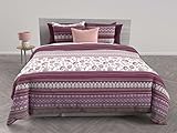 Este bonito juego de ropa de cama con diseño floral de inspiración bohemia te promete noches llenas de exotismo y de evasión. Tamaño: funda de edredón de 260 x 240 cm y 2 fundas de almohada de 63 x 63 cm. Material: 100% algodón de 57 hilos/cm²