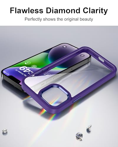 Image of HOOMIL Case for iPhone 14 6.1-Inch, Non-Yellowing, Drop Protection, Anti-Scratch Transparent Hard Back Phone Cover - Dark Purple