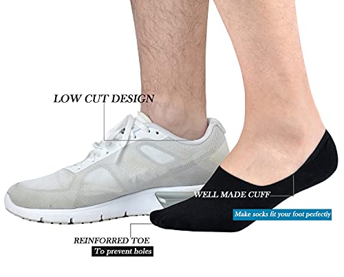 Image of JORMATT 6 Pairs Mens No Show Socks Comfort Cotton Invisible Low Cut Socks Non-Slip 6-10 /10-13
