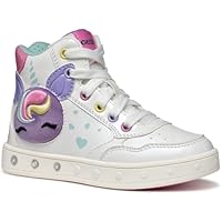 Geox J Skylin Girl, Zapatillas, White Multicolor, 29 EU