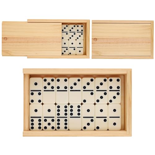 Dominó Double 6 en estuche de madera color marfil miniatura 4