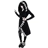 Bestwo Women Moon Gothic Witchcraft Hooded Cardigan Occult Long Sleeve Punk Hoodie Jacket Mid Long Sweatshirt, Tag Size XL(UK 12-14), Black #4