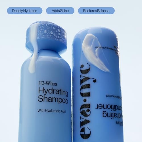 Image of Eva NYC Hyaluronic Acid Hydrating Shampoo and Conditioner Set - Add Moisture + Shine - Restore Hydration + Soften - All Hair Types - Gentle Cleanse, High Lather - Jasmine Scent - 10 floz (Pack of 2)