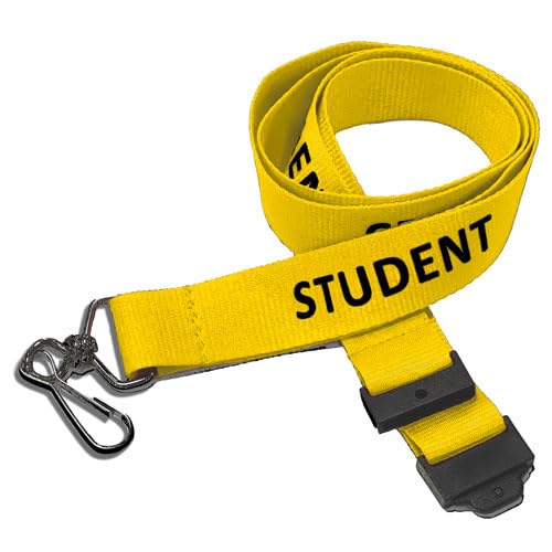 School Badges UK Student Lanyard with safety breakaway multiple colours 10 pack (Yellow)