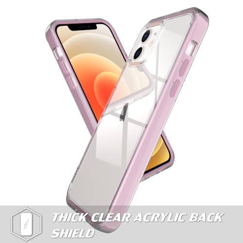 Puxicu Acrylic 2 in 1 for iPhone 11 Case，Anti-Yellowing, Military-Grade Protection, Drop Shockproof Slim Phone Cover for iPhone 11 6.1", Clear+Light Pink - image 2