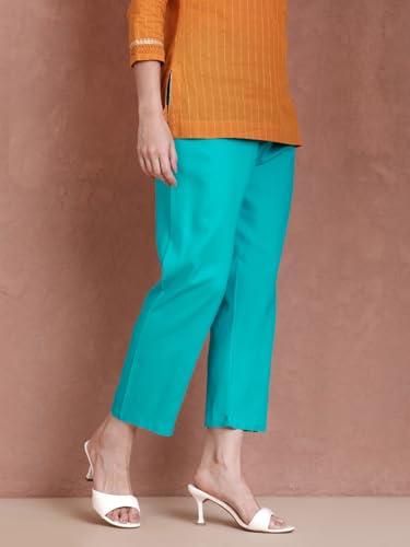 Image of TWIN BIRDS Women Viscose Kurti Pants | Straight Fit Ethnic Daily Trousers