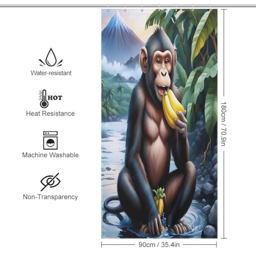 Rideau de douche singe anti éclaboussures pour sol sec 92x183cm - 4