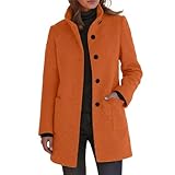 Abrigo Paño Mujer Invierno Elegantes Abrigos Largo Otoño Chaqueta Entretiempo Moda Gabardina Tench Coat con Botones de para Manga Larga Informal mullida Holgada