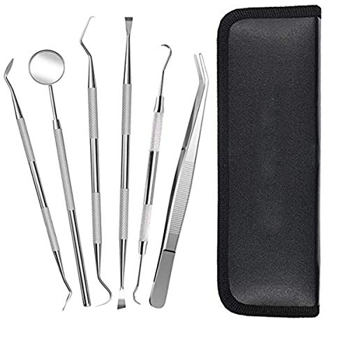Dental Pick, 6 Pack Dental Tools Teeth Cleaning Oral Care Kit, Stainless Steel Hygiene Kit Calculus Plaque Remover Set, Dental Probe Tartar Scraper Tooth Pick Set Dentist Home Use for Personal & Pet