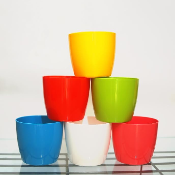 Indian Gardens - Indoor Plastic Small Colour pots | Plastic Plant Pot for Terrace Garden (Pack of 6) (B0CR6M51KV) Amazon Price History, Amazon Price Tracker