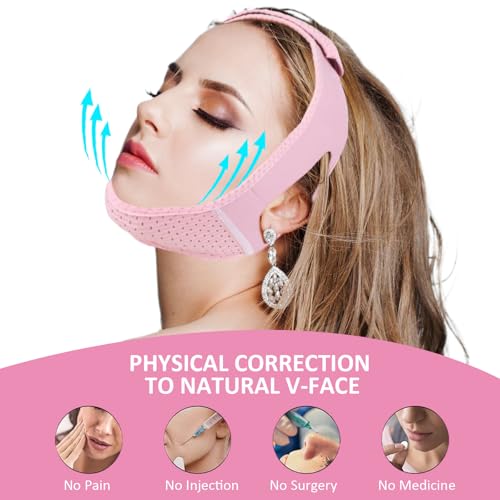 V Gesichtsmasken, Wiederverwendbare V-Linienmaske, Doppelkinn Entferner Lifting-Maske, Atmungsaktive V-förmige Gesichtslifting-Bandage, Anti-Falten-Maske zum Heben von Hals und Kinn