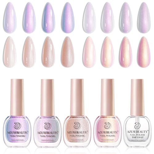 Image of AZUREBEAUTY 4 Color Blue Pink Nail Polish Set