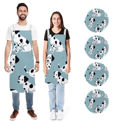 Tabliers de cuisine motif chien à pois pour cuisiner en famille