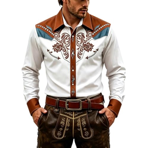 Chemise style western médiéval robuste confectionnée avec finitions de haute qualité