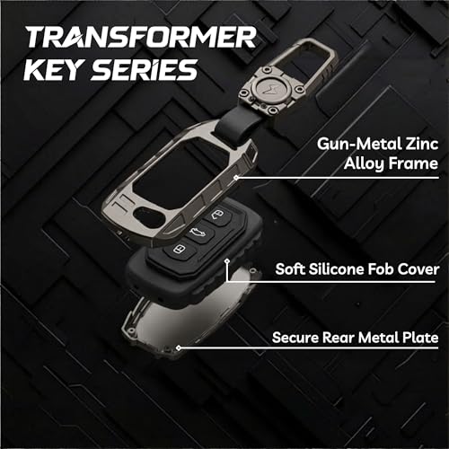 Image of Arika Metal Key Cover Compatible with Mahindra Scorpio N | 3XO | XUV 300 | Marazzo | XUV 700 | XUV 400 ev | Bolero | Thar Roxx 3 Button Flip Key (Metal Silicone)