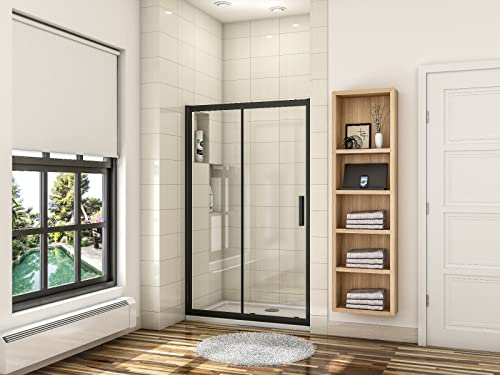 Biubiubath Black Frame Sliding Shower Enclosure Door Cubicle Nano Glas 1600mm