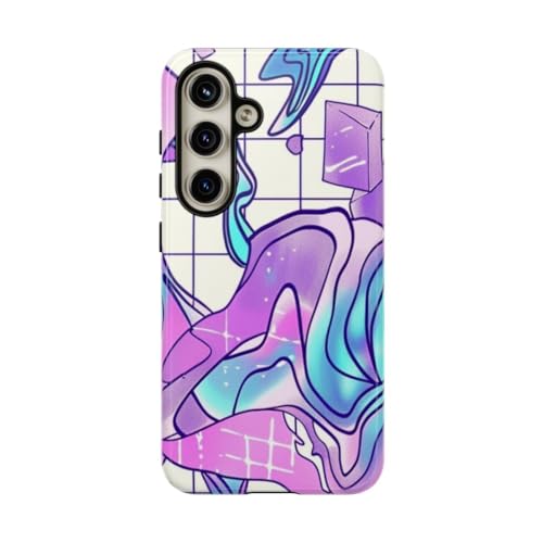Coque Samsung S24 motif abstrait cristal violette protège des rayures style vaporwave