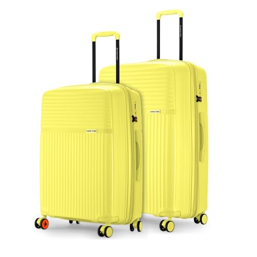 Image of Nasher Miles Krabi Expander Hard-Sided Polypropylene Luggage Set of 2 | 65cm & 75cm | 8 Wheels Medium & Large Trolley Bag for Travel | Suitcase (Yellow)