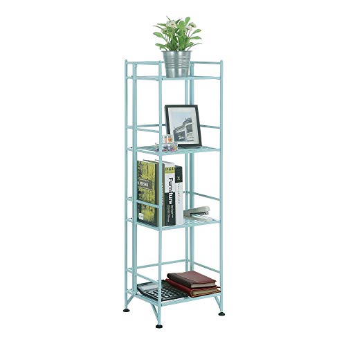 Image of Convenience Concepts Xtra Storage 4-Tier Folding Metal Shelf, Seafoam, 13D x 11.25W x 45H in